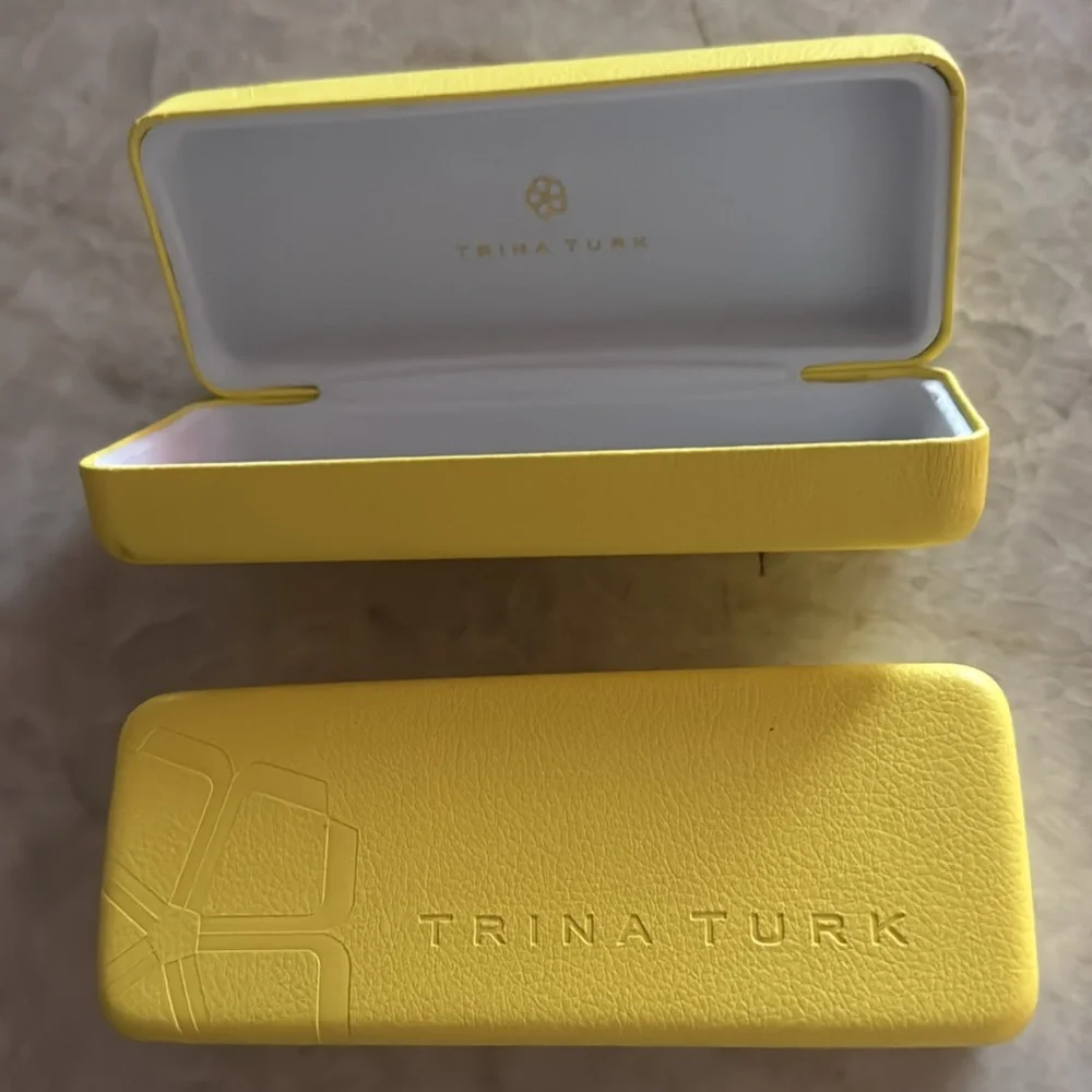 Lot of 2 Trina Turk Lemon‎ Yellow Eyeglass Clamshell Cases
